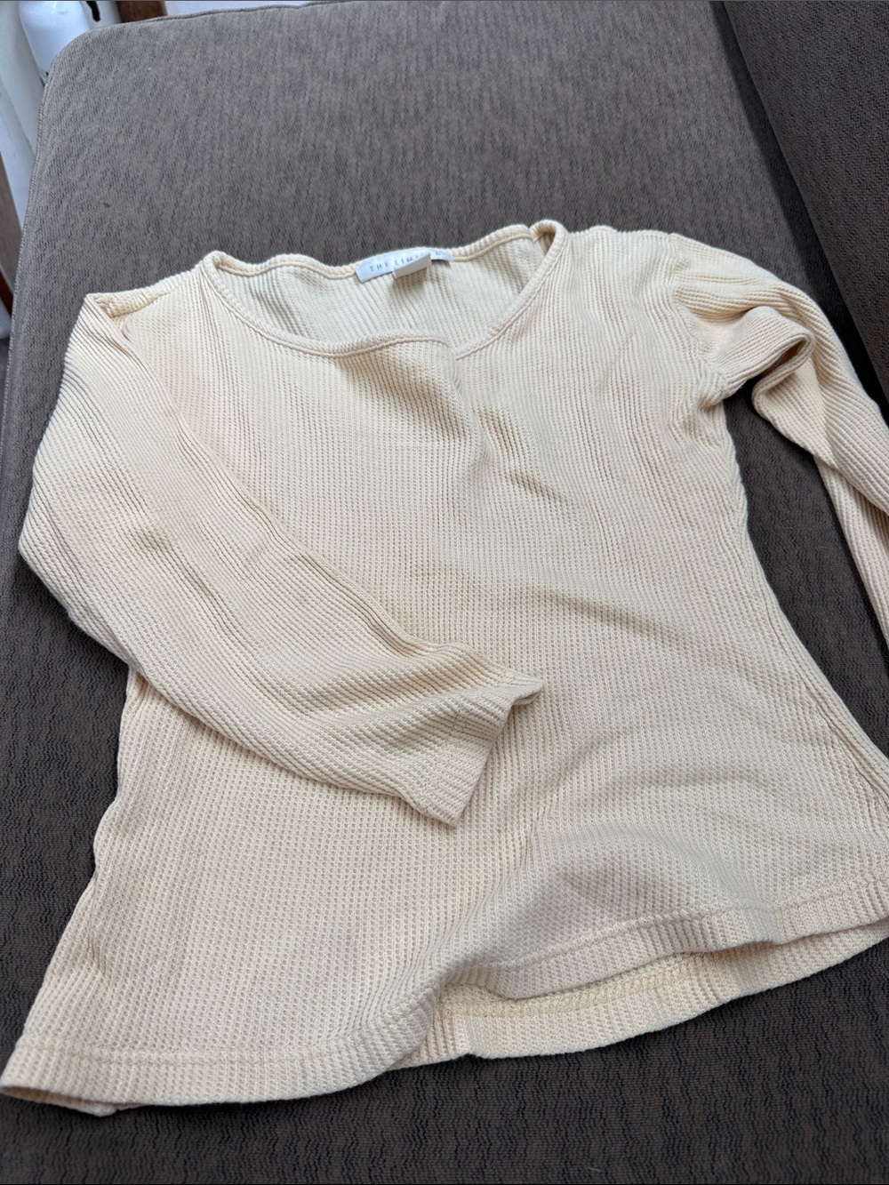 Cream Waffle Knit Long Sleeve Top